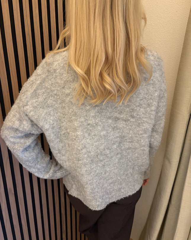 Cardigan Happy Smile Grau Weiß Smiley Applikation