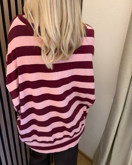 Sweater Stripe Oversize Rosa Rot gestreift