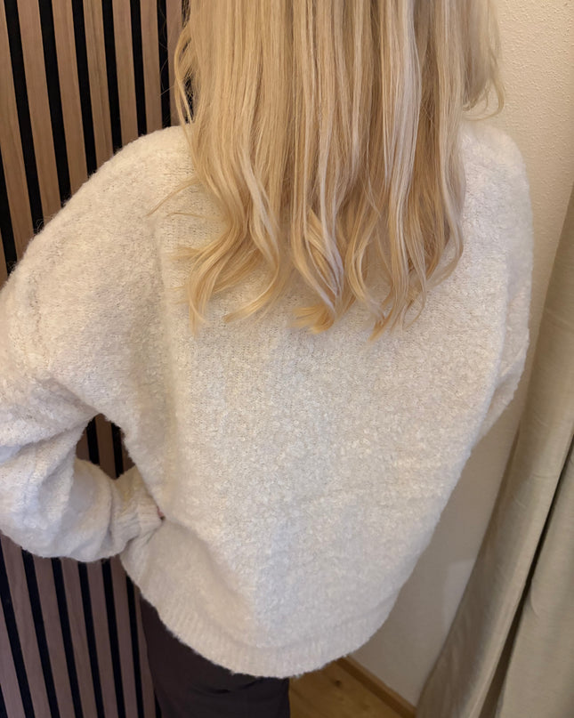 Cardigan Happy Smile Beige Weiß Smiley Applikation