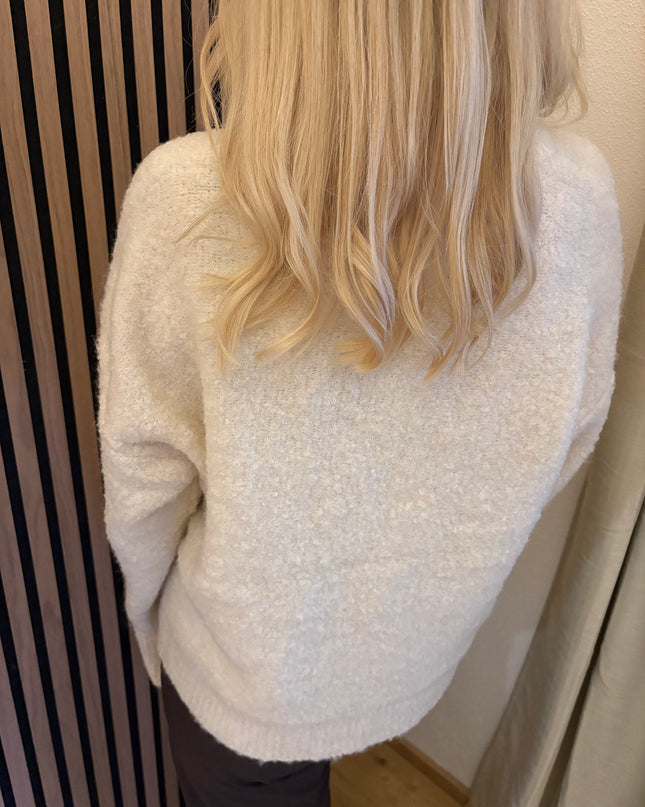 Cardigan Happy Smile Beige Weiß Smiley Applikation