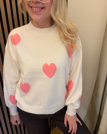 Pullover Love Beige Rosa Sweater