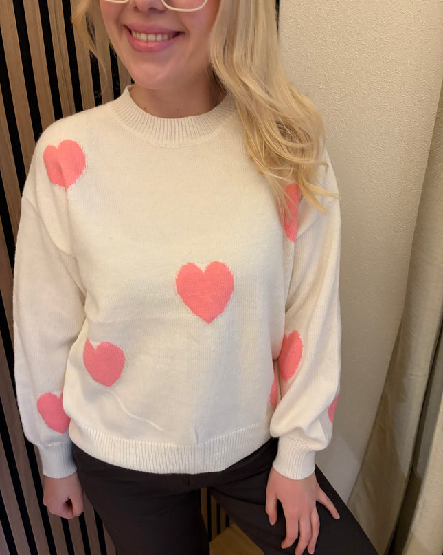 Pullover Love Beige Rosa Sweater