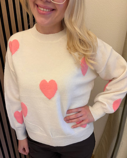Pullover Love Beige Rosa Sweater