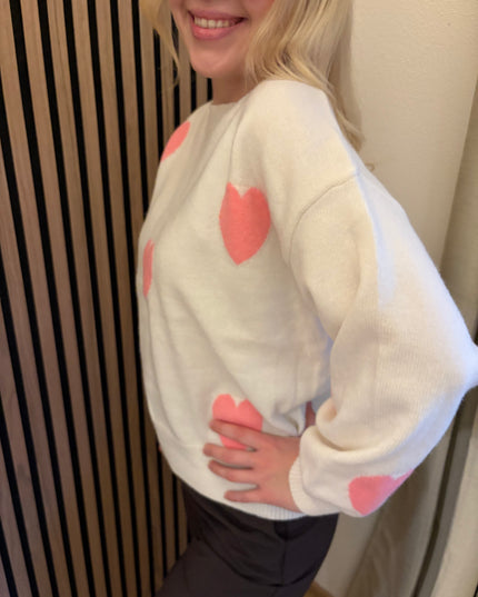 Pullover Love Beige Rosa Sweater