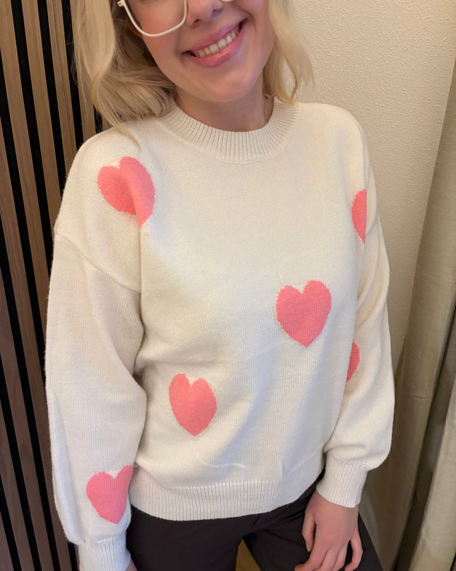 Pullover Love Beige Rosa Sweater