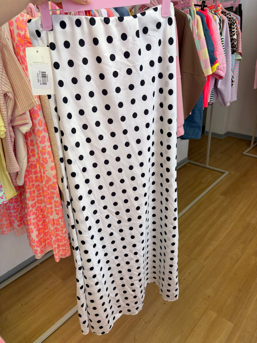 Satin Rock Polka Dots Weiß Schwarz