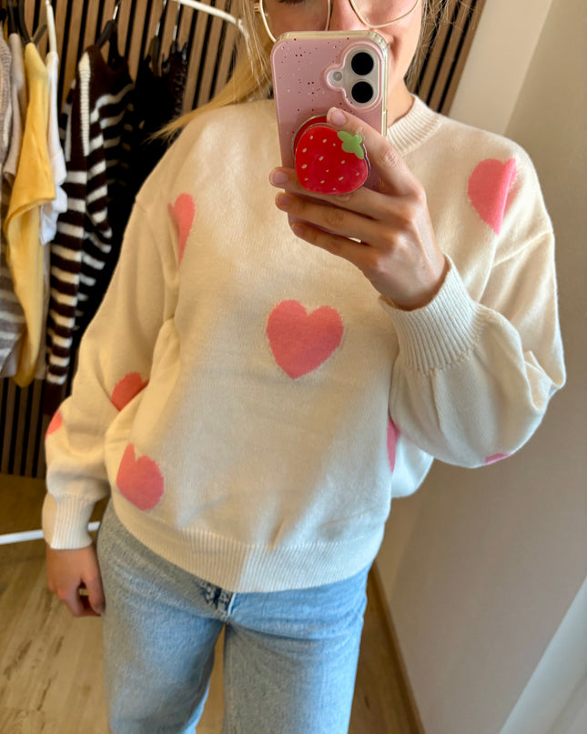 Pullover Love Beige Rosa