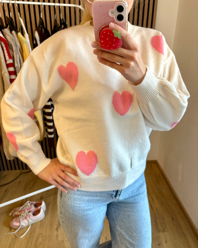Pullover Love Beige Rosa