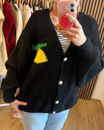 Limoncello Cardigan Schwarz Made in Italy Limone Zitrone