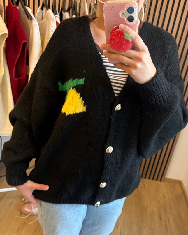Limoncello Cardigan Schwarz Made in Italy Limone Zitrone