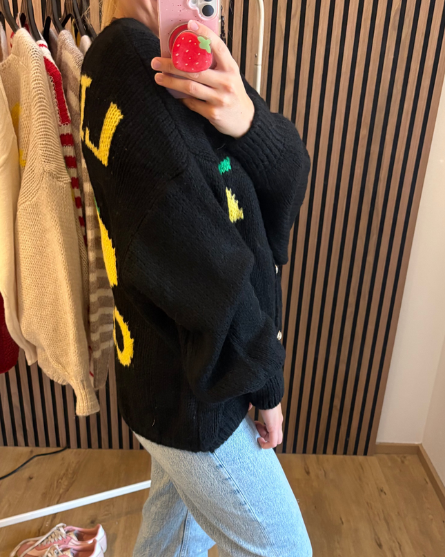 Limoncello Cardigan Schwarz Made in Italy Limone Zitrone