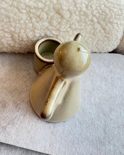 Kerzenhalter Engel Keramik glasiert Beige Stabkerze