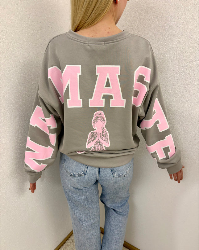 Sweater Namaste Sweatshirt Pullover Grau Rosa