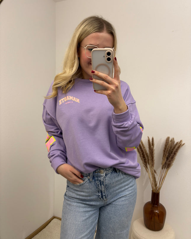 Sweater Namaste Sweatshirt Pullover Lila Flieder Rosa Neon