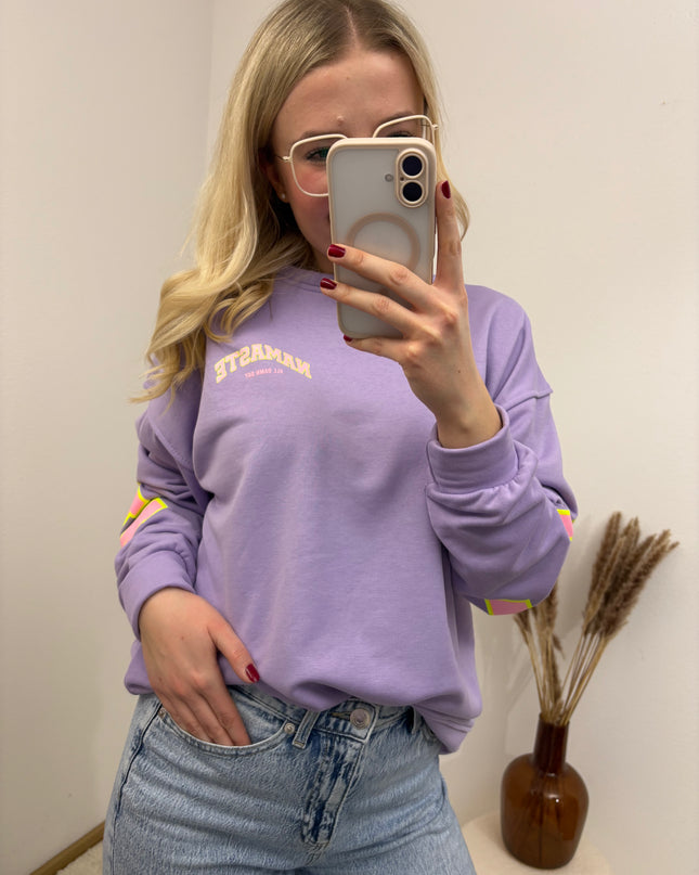 Sweater Namaste Sweatshirt Pullover Lila Flieder Rosa Neon