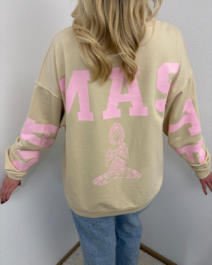 Sweater Namaste Sweatshirt Pullover Beige Rosa