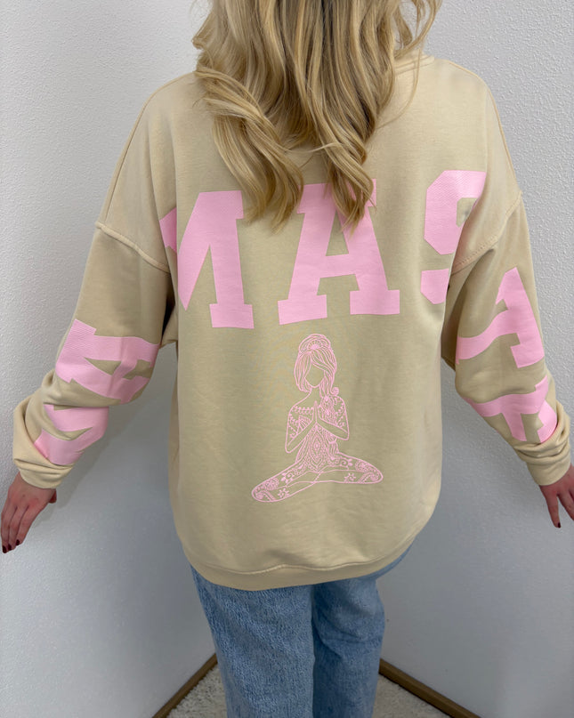 Sweater Namaste Sweatshirt Pullover Beige Rosa