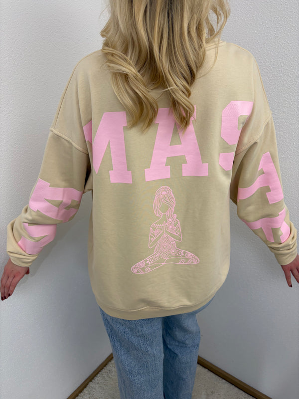 Sweater Namaste Sweatshirt Pullover Beige Rosa