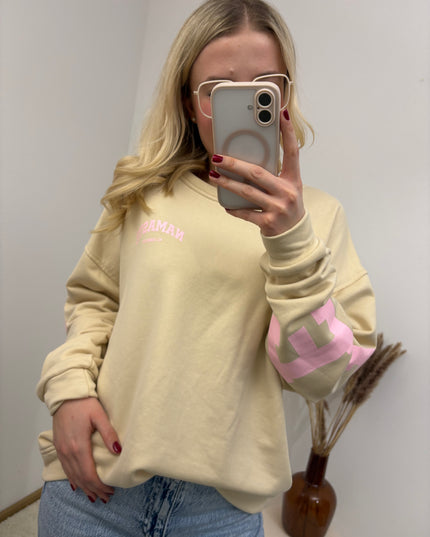 Sweater Namaste Sweatshirt Pullover Beige Rosa