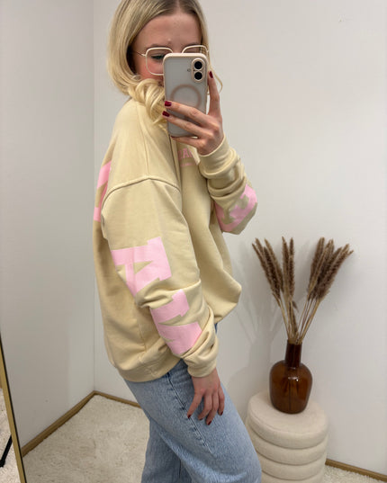 Sweater Namaste Sweatshirt Pullover Beige Rosa