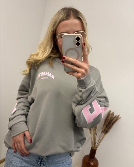 Sweater Namaste Sweatshirt Pullover Grau Rosa