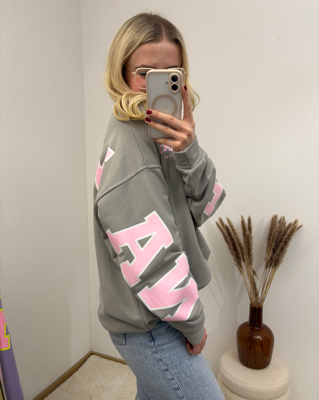 Sweater Namaste Sweatshirt Pullover Grau Rosa