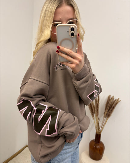 Sweater Namaste Sweatshirt Pullover Schoko Taupe Rosa Braun