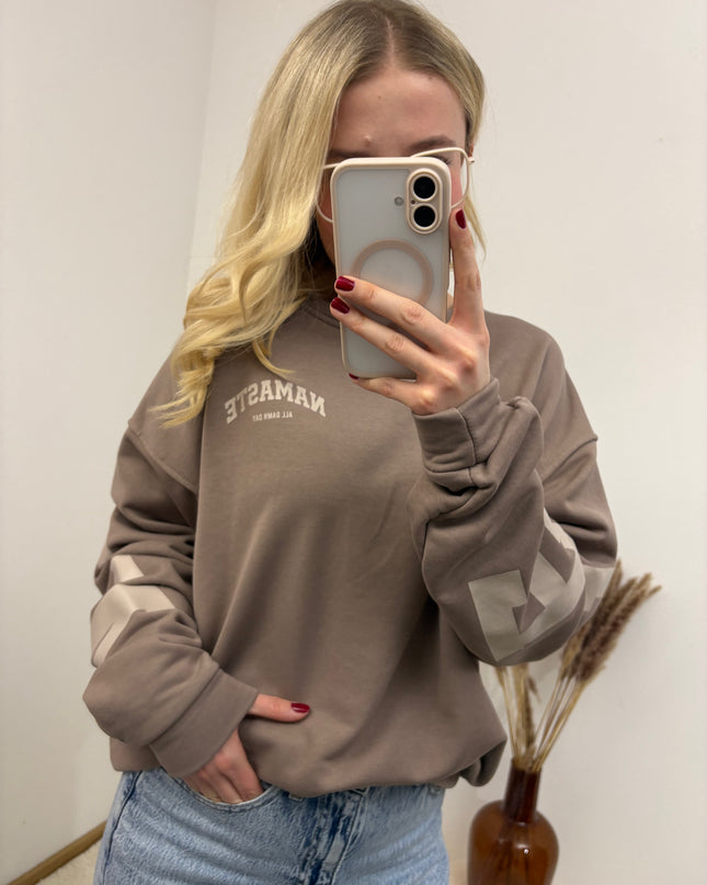 Sweater Namaste Sweatshirt Pullover Taupe