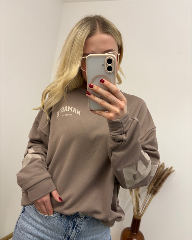 Sweater Namaste Sweatshirt Pullover Taupe