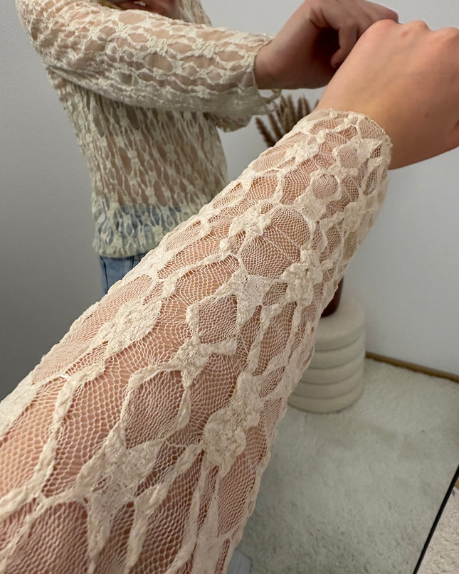 Spitzenshirt Rosi Beige Florale Spitze Transparent