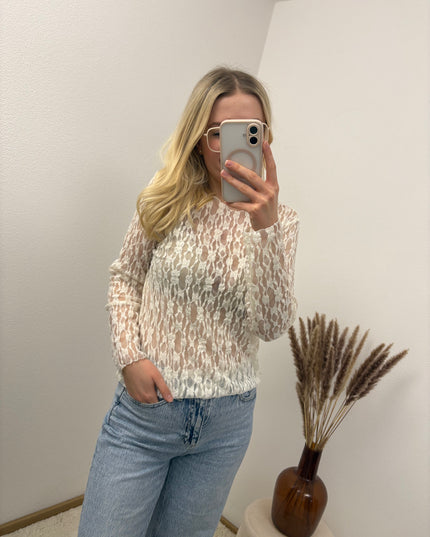 Spitzenshirt Rosi Weiß Florale Spitze Transparent