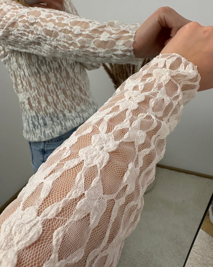 Spitzenshirt Rosi Weiß Florale Spitze Transparent