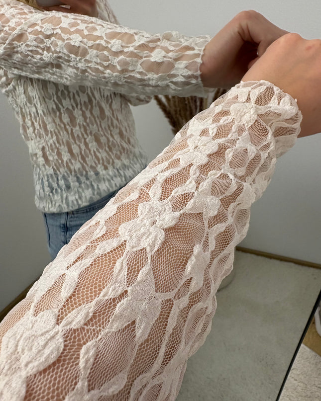 Spitzenshirt Rosi Weiß Florale Spitze Transparent
