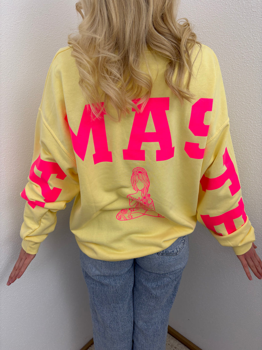 Sweater Namaste Sweatshirt Pullover Gelb Pink