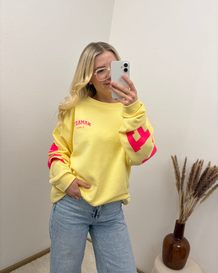 Sweater Namaste Sweatshirt Pullover Gelb Pink