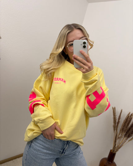 Sweater Namaste Sweatshirt Pullover Gelb Pink