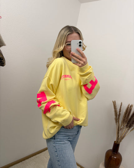 Sweater Namaste Sweatshirt Pullover Gelb Pink