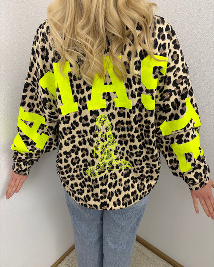 Sweater Namaste Sweatshirt Pullover Leo Gelb Neon