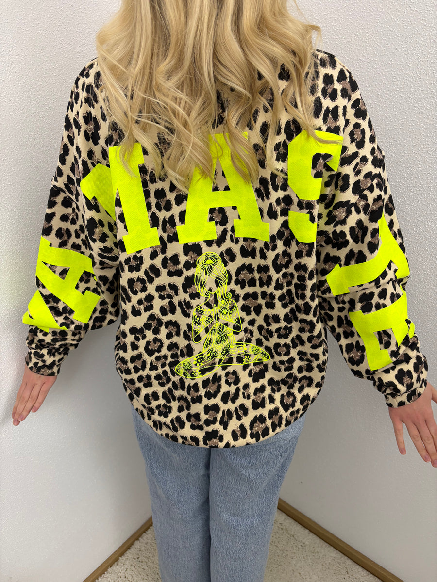 Sweater Namaste Sweatshirt Pullover Leo Gelb Neon