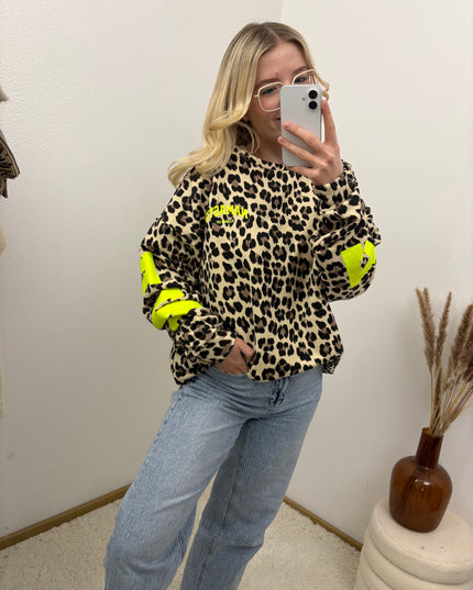 Sweater Namaste Sweatshirt Pullover Leo Gelb Neon