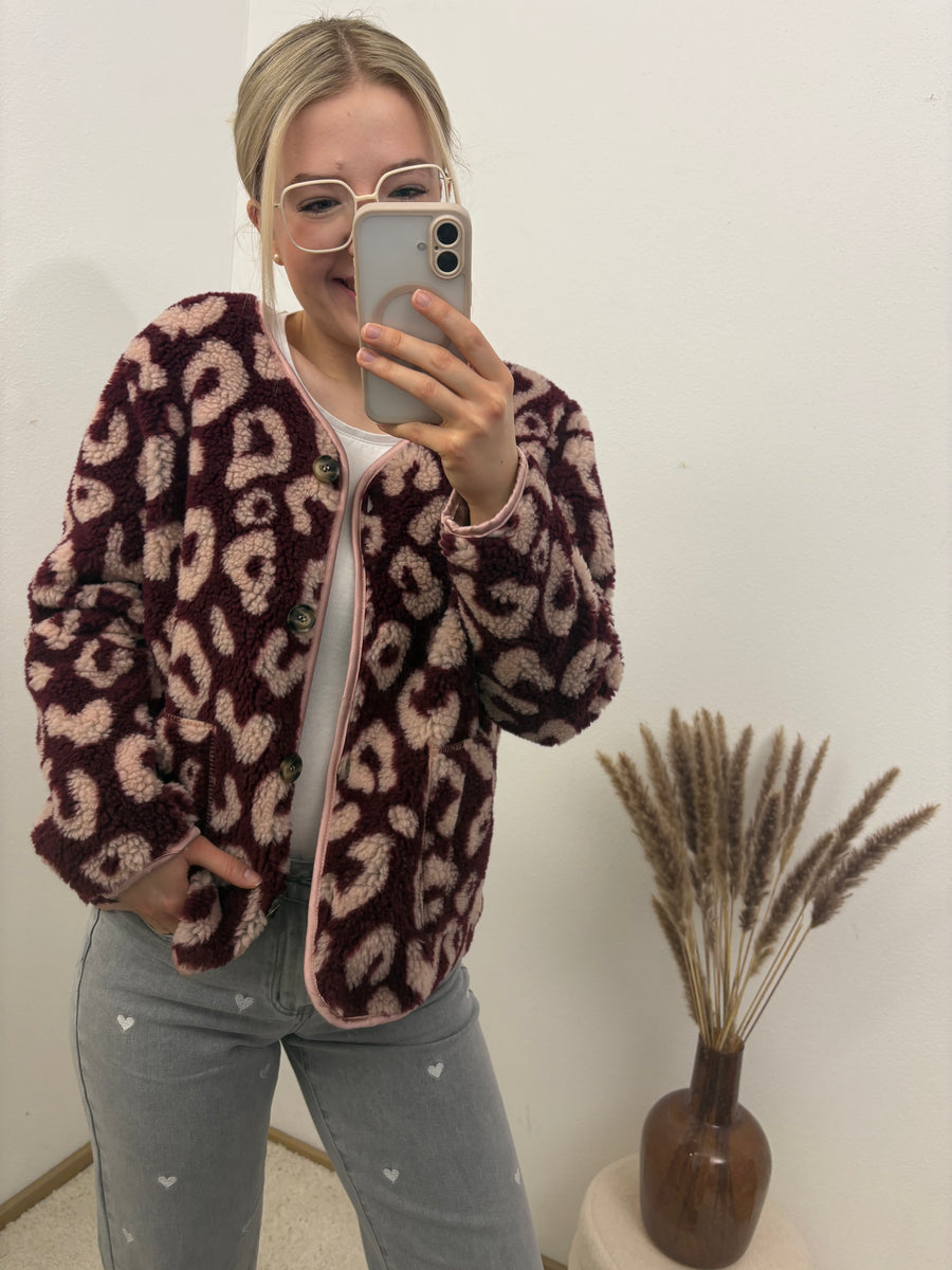 Teddyjacke Leo Bordeaux Rosa Einheitsgröße