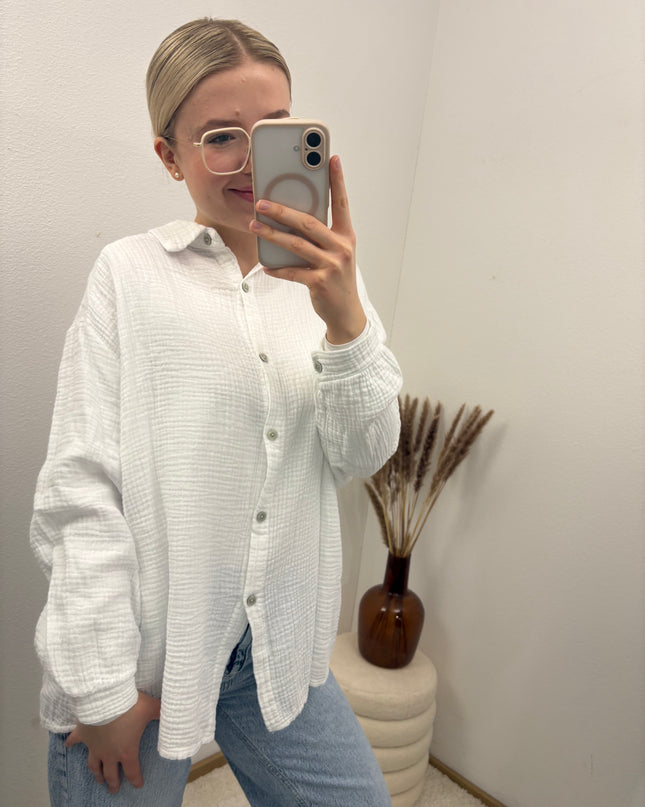 Musselinbluse Weiß oder Schwarz