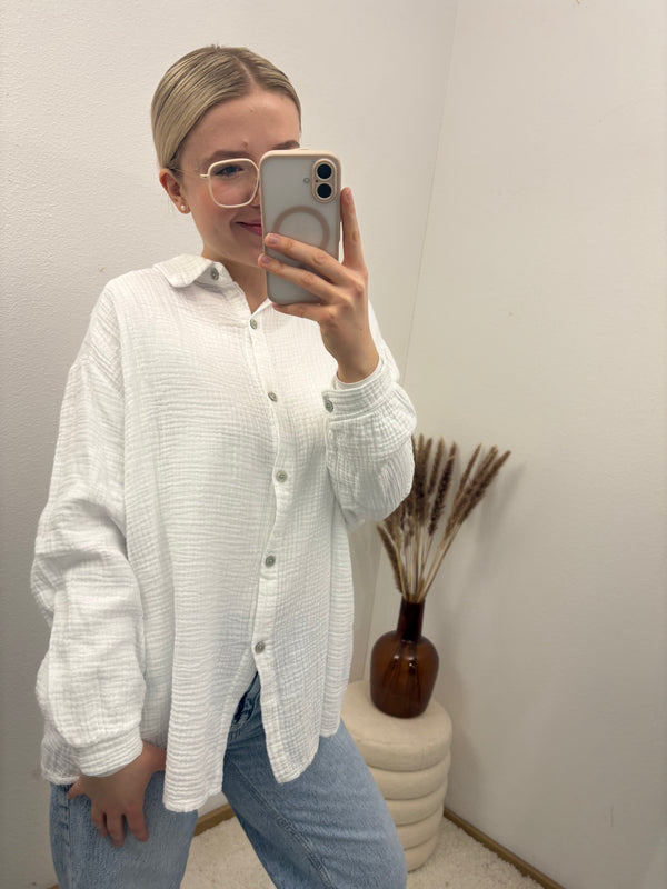 Musselinbluse Weiß oder Schwarz