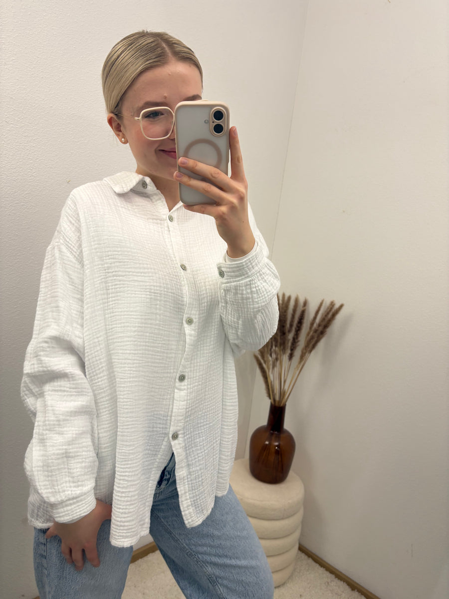 Musselinbluse Weiß oder Schwarz