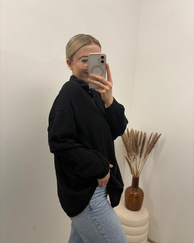 Musselinbluse Weiß oder Schwarz