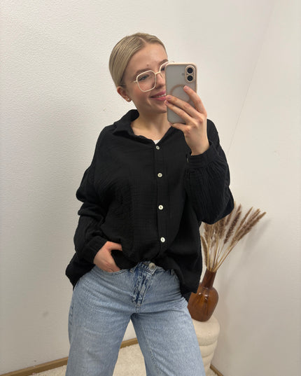 Musselinbluse Weiß oder Schwarz