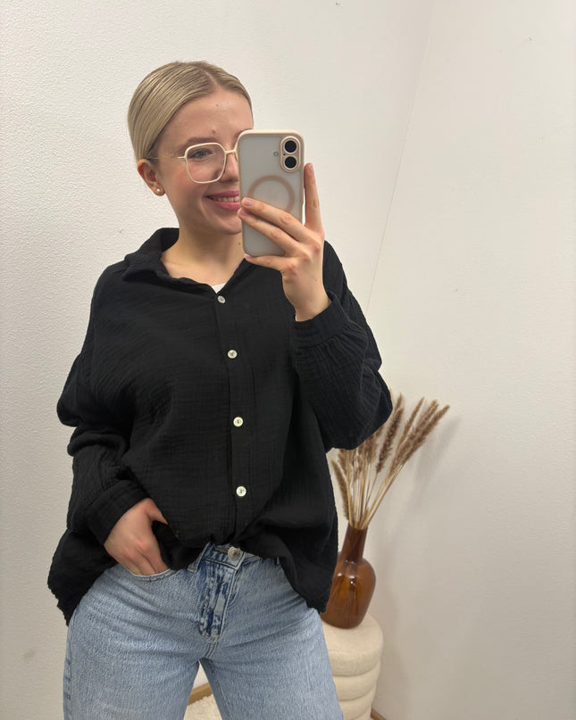 Musselinbluse Weiß oder Schwarz