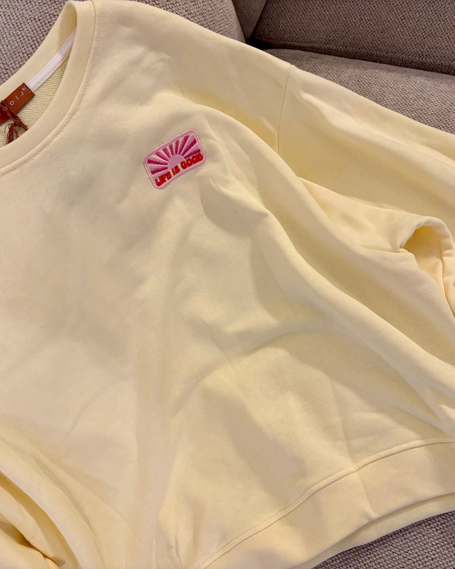 Life is Good Pullover Sweater Sweatshirt Rosa Gelb Mint Koralle