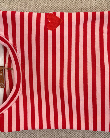 Pullover Sweater gestreift mit gesticktem Herz