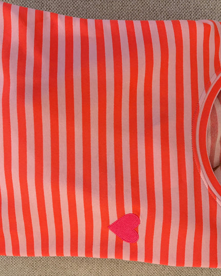 Pullover Sweater gestreift mit gesticktem Herz